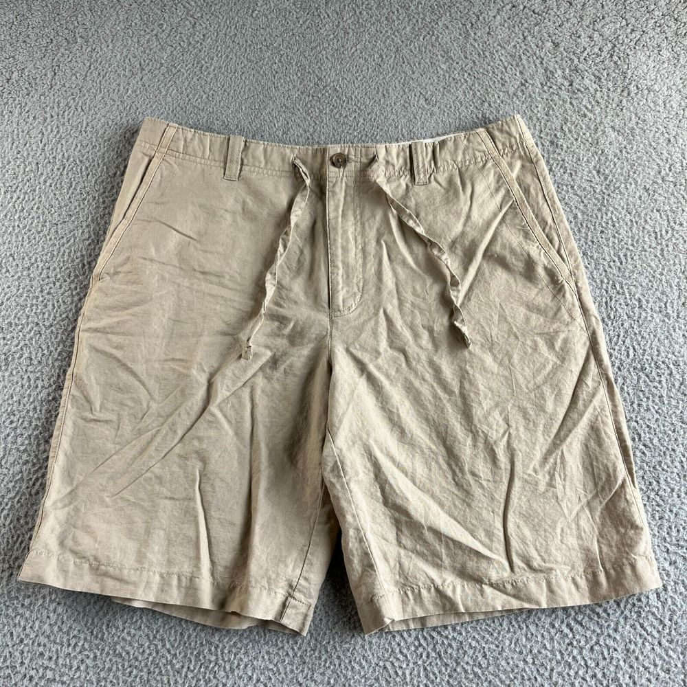 NEW Banana Republic Shorts Mens 36 Beige Chino Linen Blend Drawstring Outdoor